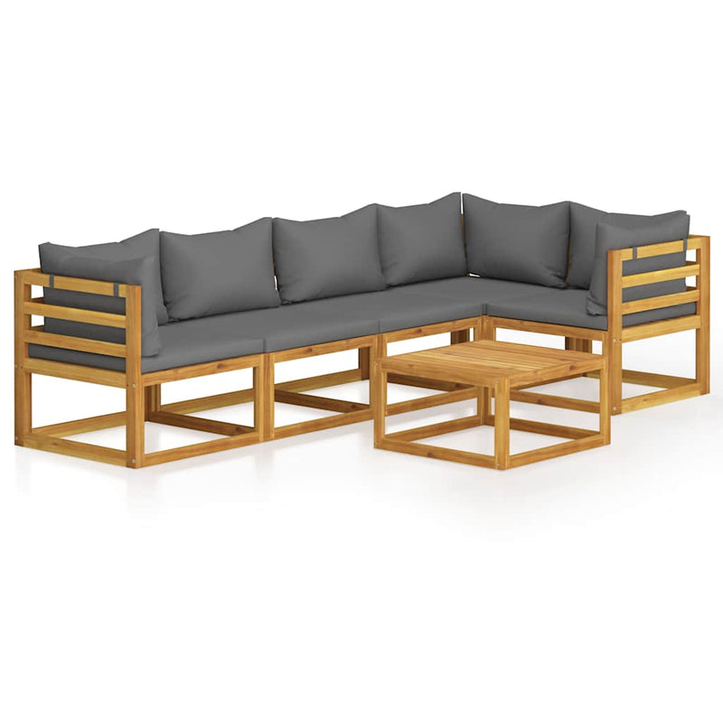 Set mobilier grădină cu perne, 6 piese, lemn masiv acacia