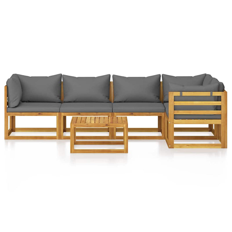 Set mobilier grădină cu perne, 6 piese, lemn masiv acacia
