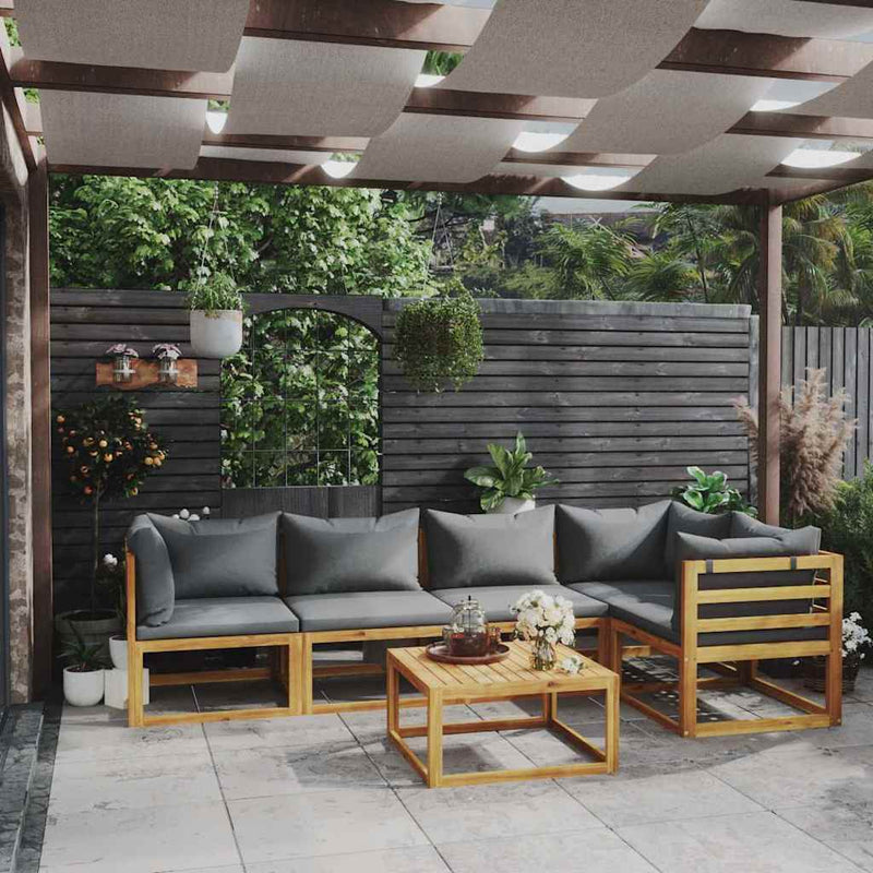 Set mobilier grădină cu perne, 6 piese, lemn masiv acacia