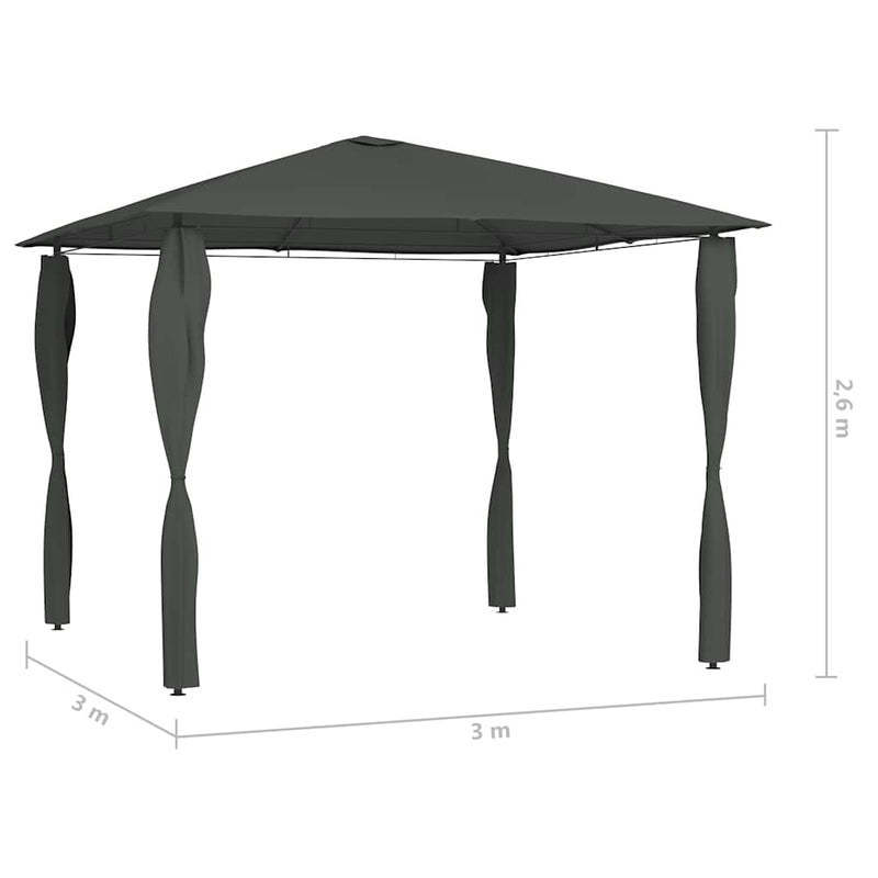 Pavilion cu huse pentru stâlpi, antracit, 3x3x2,6 m, 160 g/m²