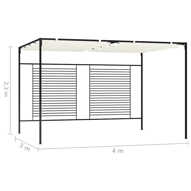 Pavilion grădină acoperiș retractabil crem 3x4x2,3 m 180 g/m²