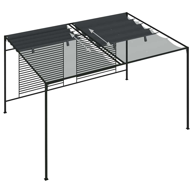 Pavilion cu acoperiș retractabil, antracit, 4x3x2,3 m, 180 g/m²
