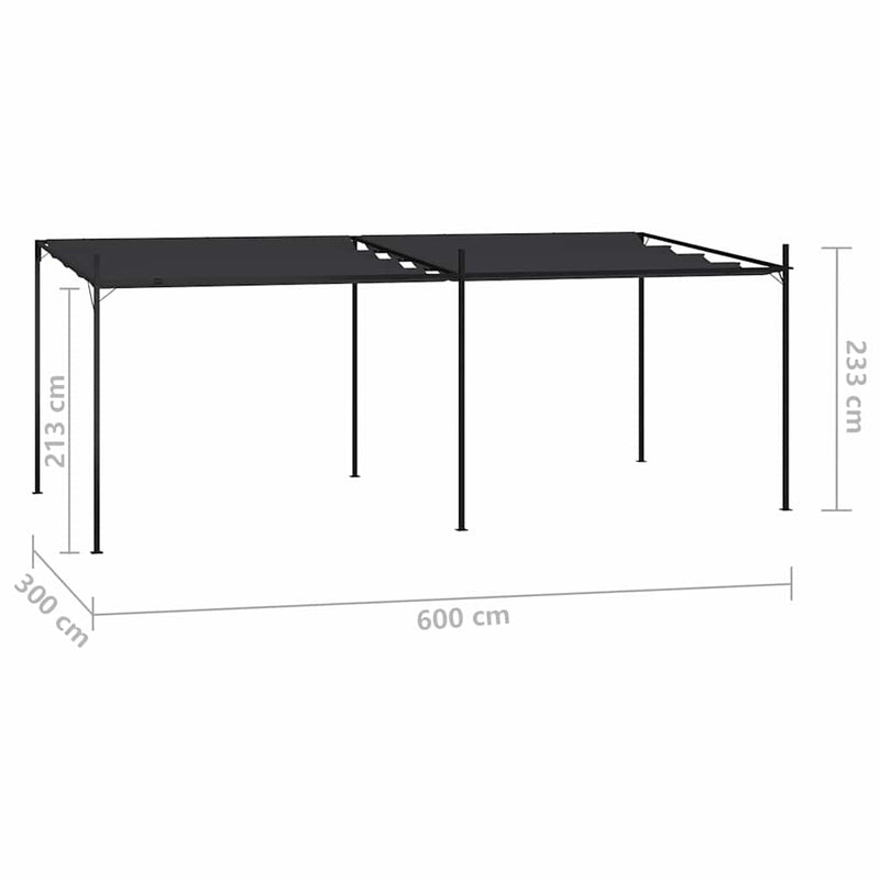 Pavilion cu acoperiș retractabil, antracit, 600x300x233 cm