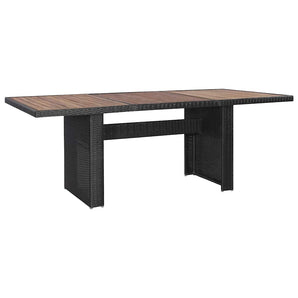 Set mobilier de exterior cu perne, 7 piese, negru, poliratan