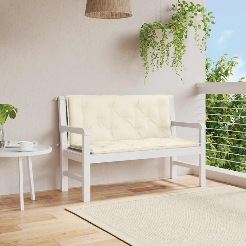 Pernă bancă de grădină, alb crem 120x(50+50)x7 cm textil oxford