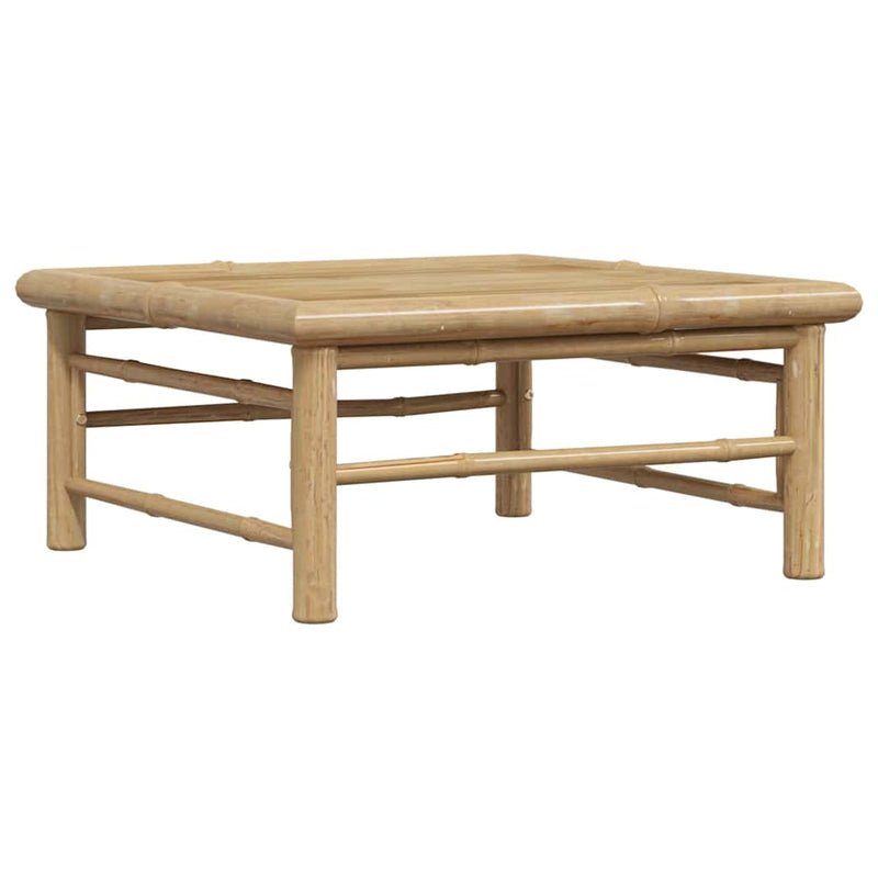 Set mobilier de grădină, 2 piese, perne alb crem, bambus