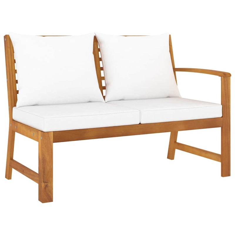 Set mobilier de grădină cu perne crem, 4 piese, lemn de acacia