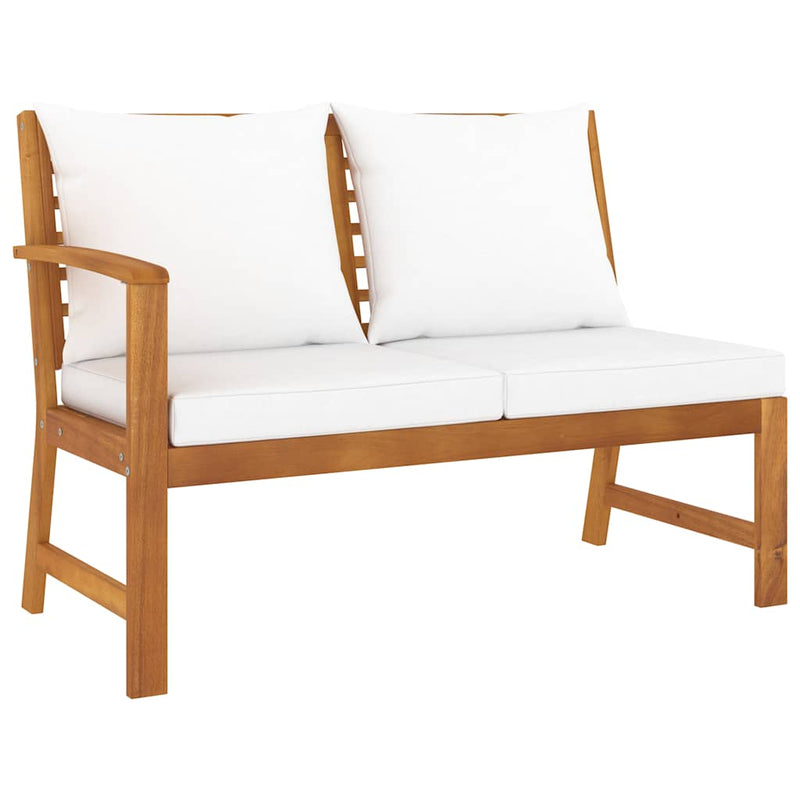 Set mobilier de grădină cu perne crem, 4 piese, lemn de acacia