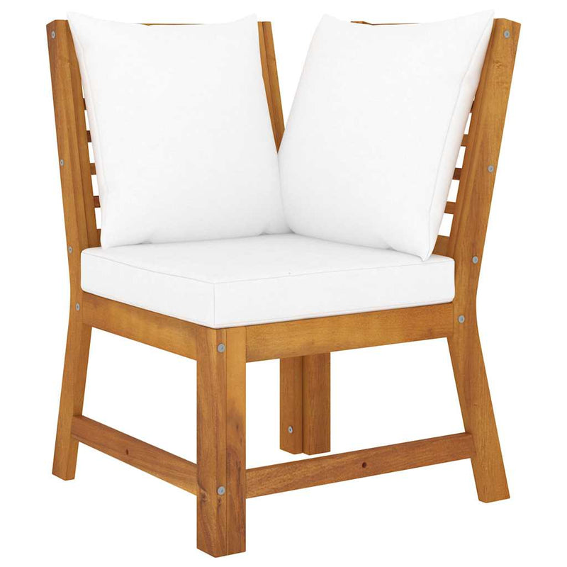 Set mobilier de grădină cu perne crem, 5 piese, lemn de acacia