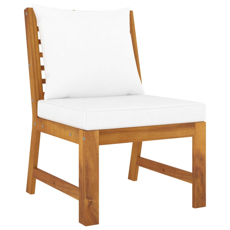 Set mobilier de grădină cu perne crem, 5 piese, lemn de acacia