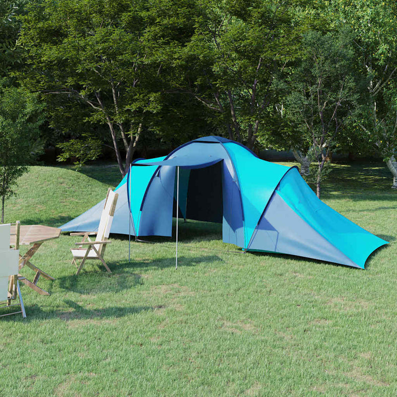 Cort camping, 6 persoane, albastru și bleu