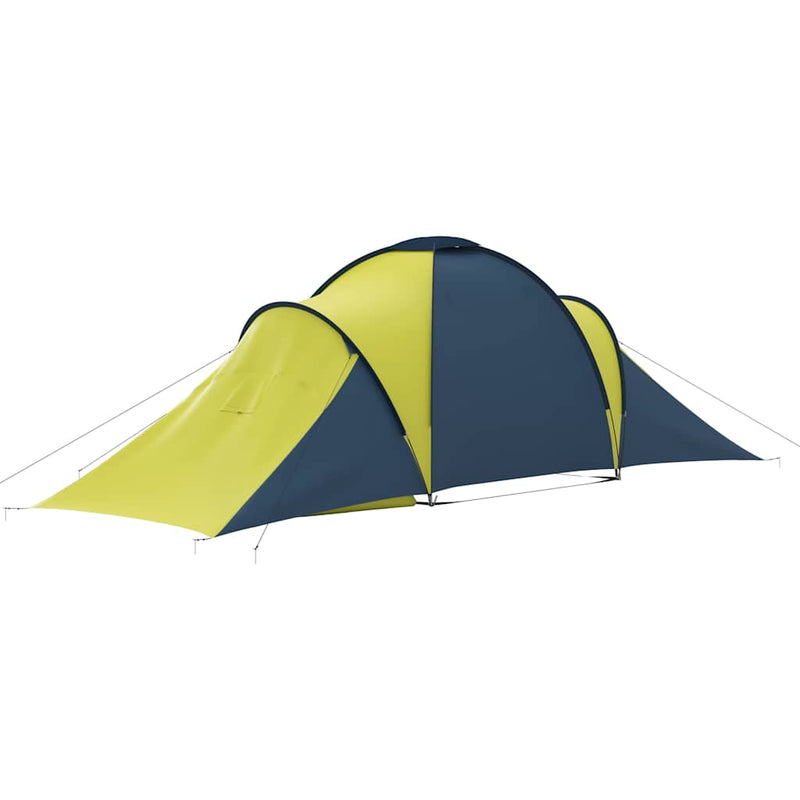 Cort camping, 6 persoane, albastru și galben