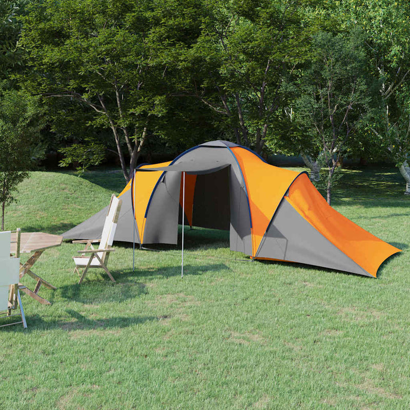 Cort camping, 6 persoane, gri și portocaliu