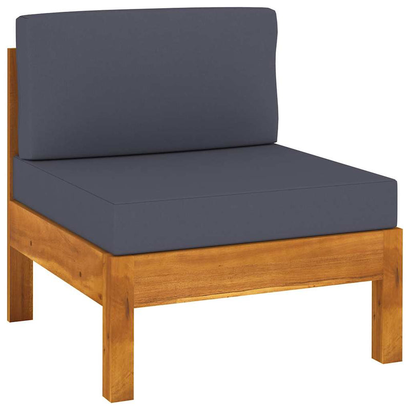 Set mobilier grădină perne, gri închis, 6 piese, lemn acacia