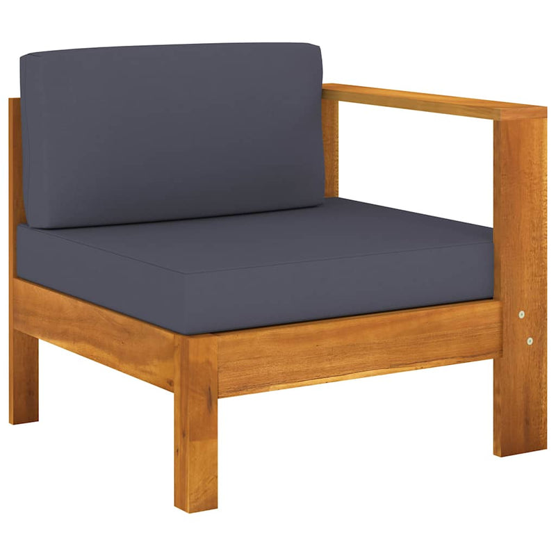 Set mobilier grădină perne, gri închis, 6 piese, lemn acacia
