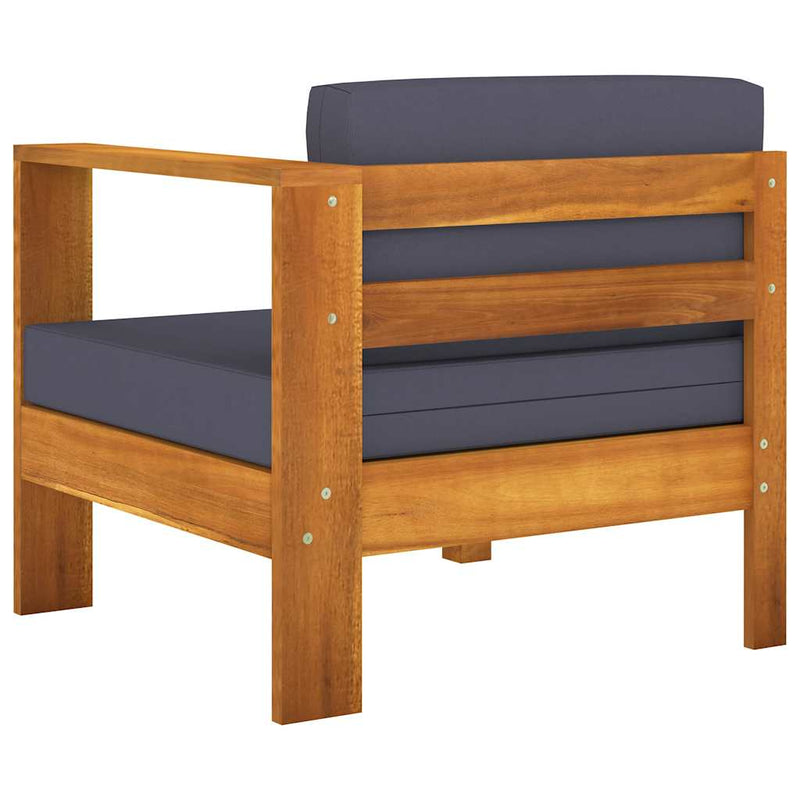Set mobilier grădină perne, gri închis, 6 piese, lemn acacia