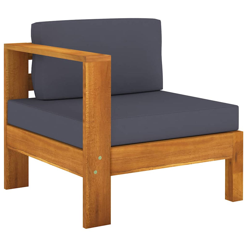 Set mobilier grădină perne, gri închis, 6 piese, lemn acacia