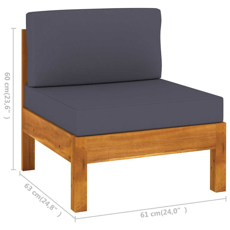 Set mobilier grădină perne, gri închis, 6 piese, lemn acacia