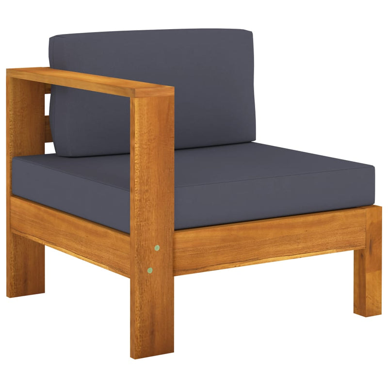 Set mobilier grădină perne gri închis, 8 piese, lemn acacia