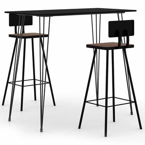 Set mobilier de bar, 3 piese, negru