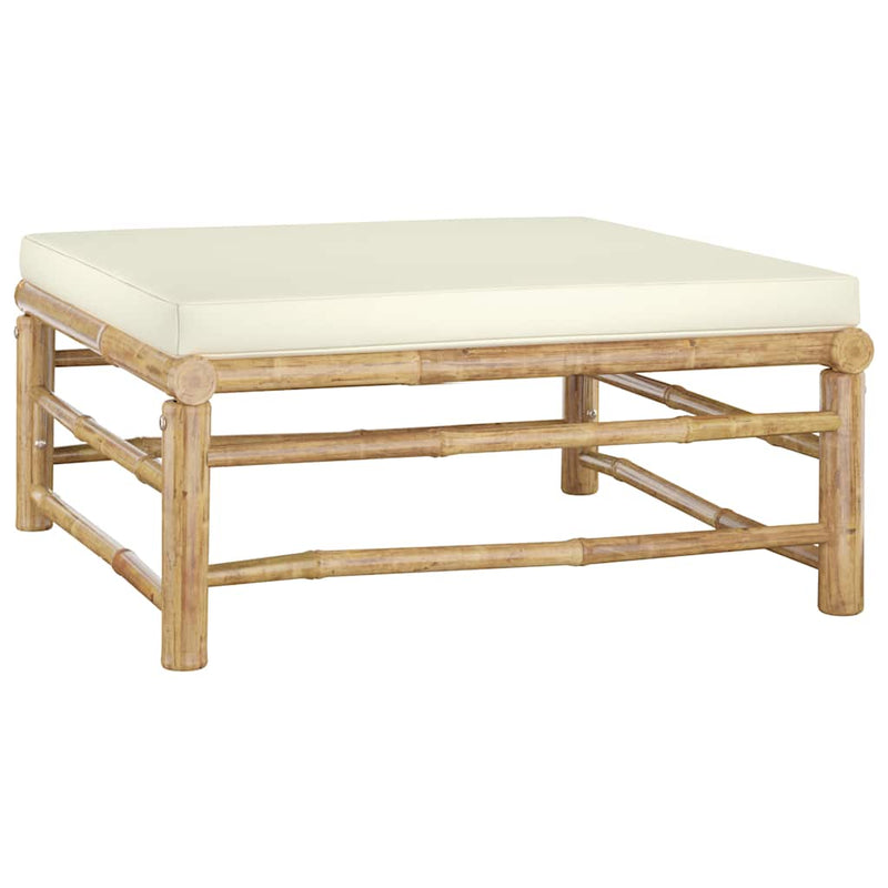 Set mobilier de grădină cu perne alb crem, 6 piese, bambus