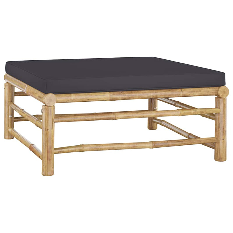 Set mobilier de grădină cu perne gri închis, 5 piese, bambus