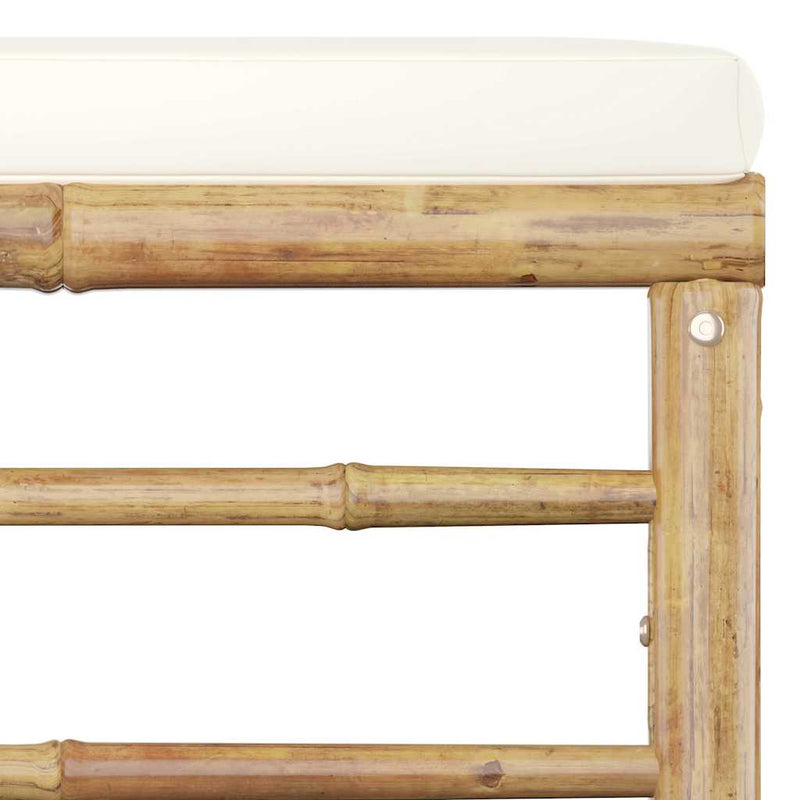 Set mobilier de grădină cu perne alb crem, 5 piese, bambus
