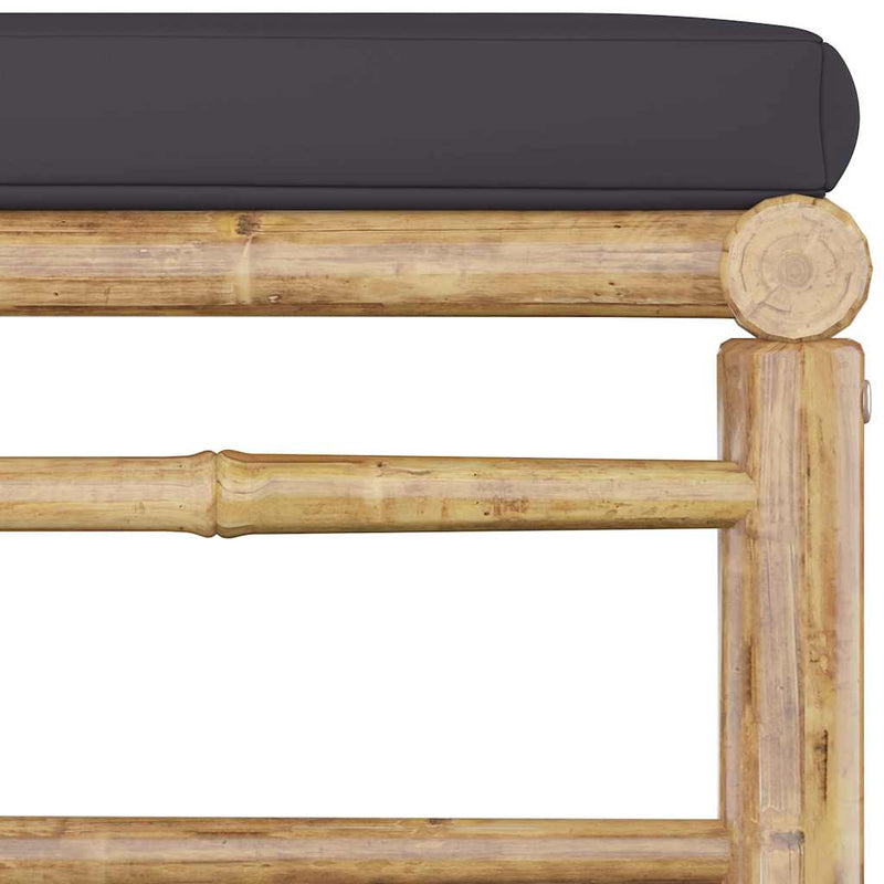Set mobilier de grădină cu perne gri închis, 3 piese, bambus