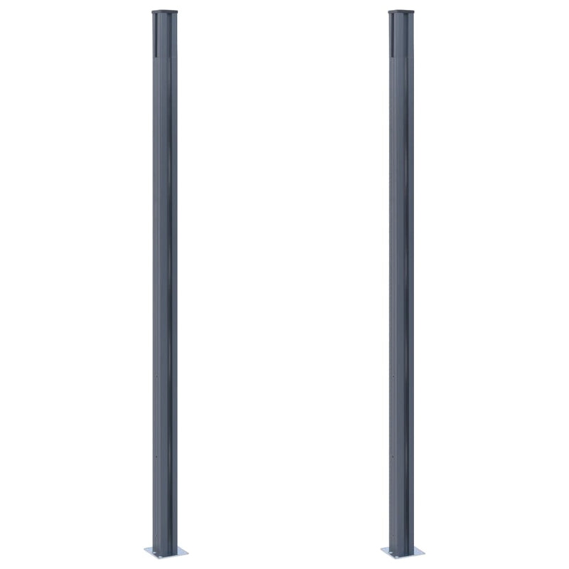 Stâlpi de gard, 2 buc., gri închis, 185 cm, aluminiu