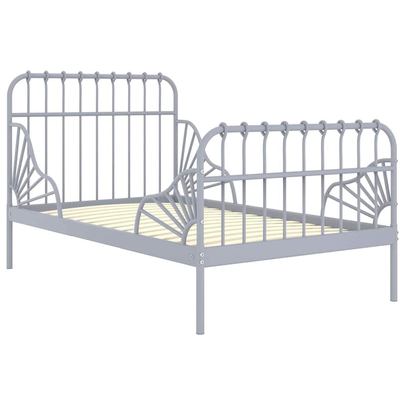 Cadru de pat extensibil, gri, 80x130/200 cm, metal