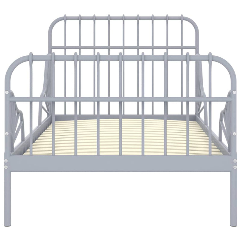 Cadru de pat extensibil, gri, 80x130/200 cm, metal