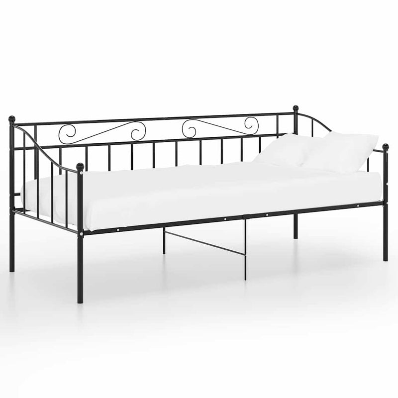 Cadru de pat canapea, negru, 90x200 cm, metal