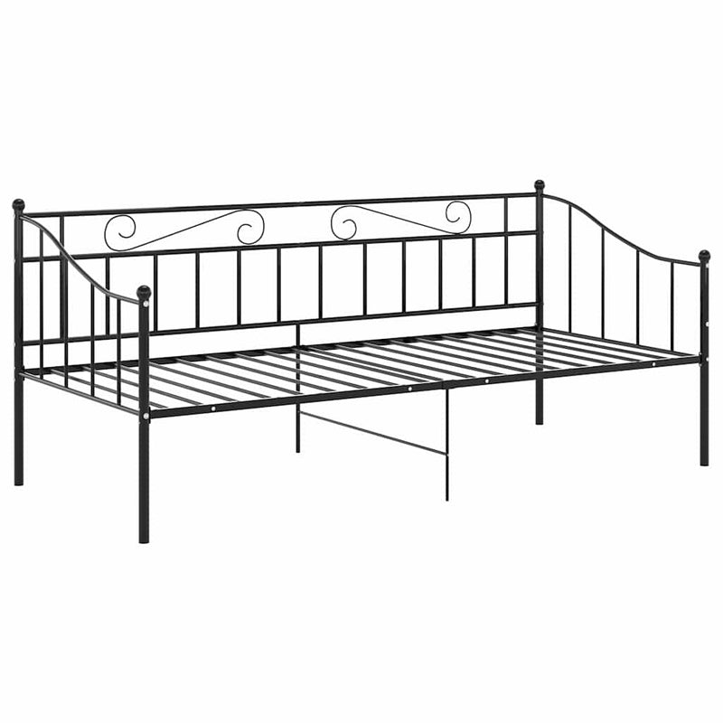 Cadru de pat canapea, negru, 90x200 cm, metal