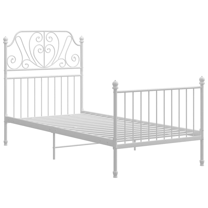 Cadru de pat, alb, 90x200 cm, metal