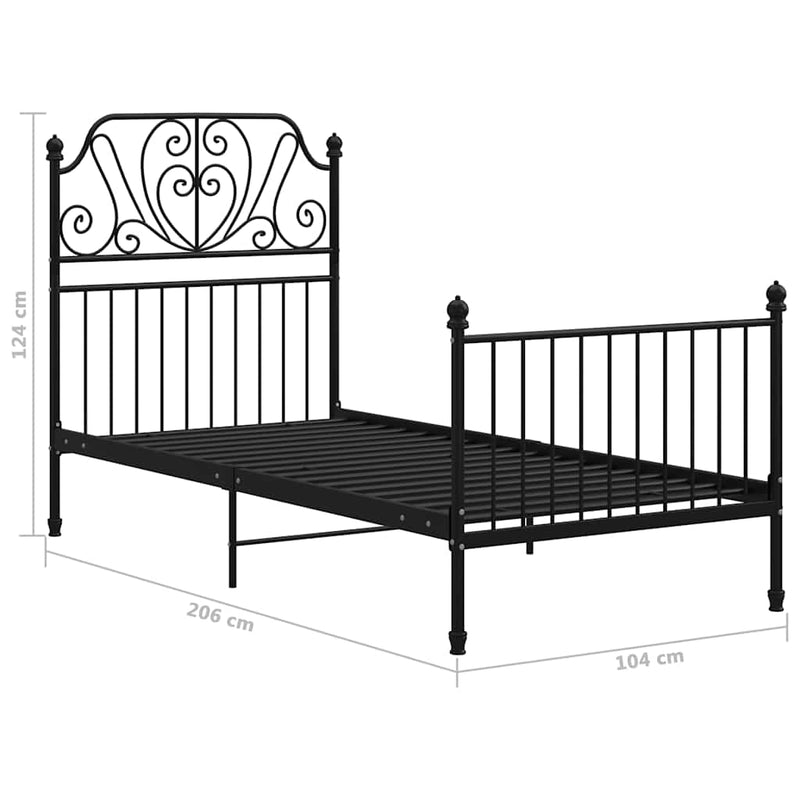 Cadru de pat, negru, 100x200 cm, metal