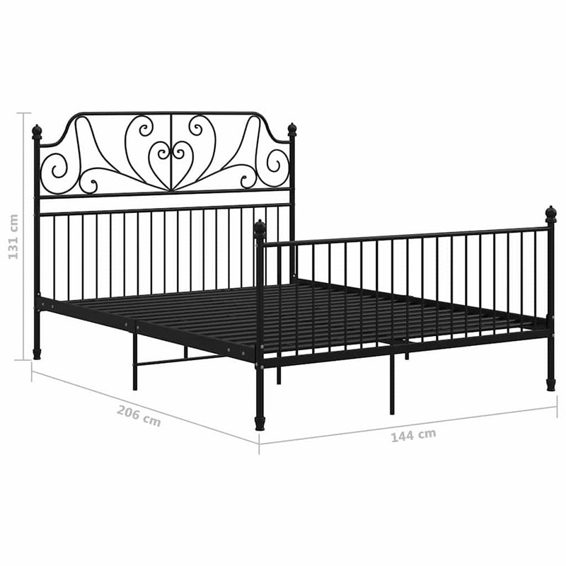 Cadru de pat, negru, 140x200 cm, metal