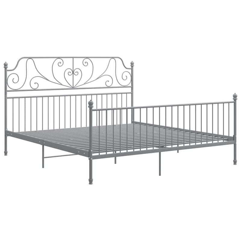 Cadru de pat, gri, 200x200 cm, metal