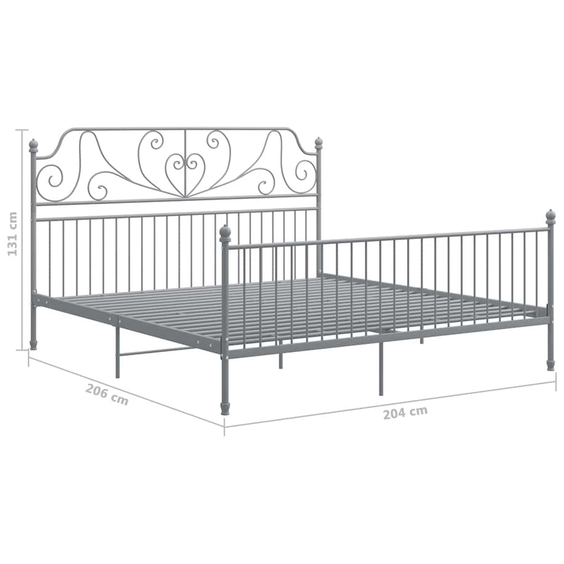 Cadru de pat, gri, 200x200 cm, metal
