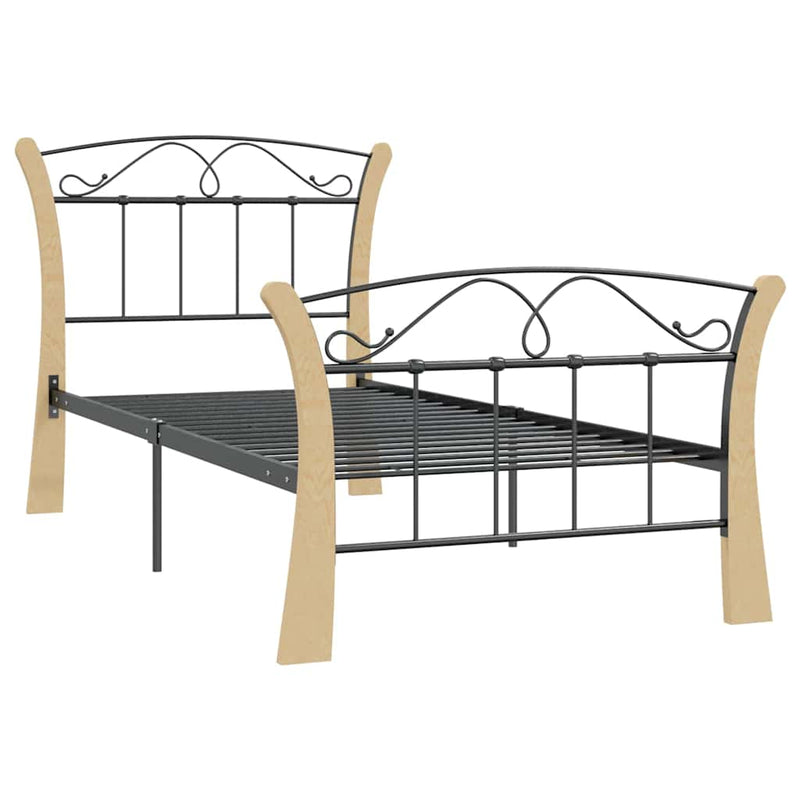 Cadru de pat, negru, 90x200 cm, metal