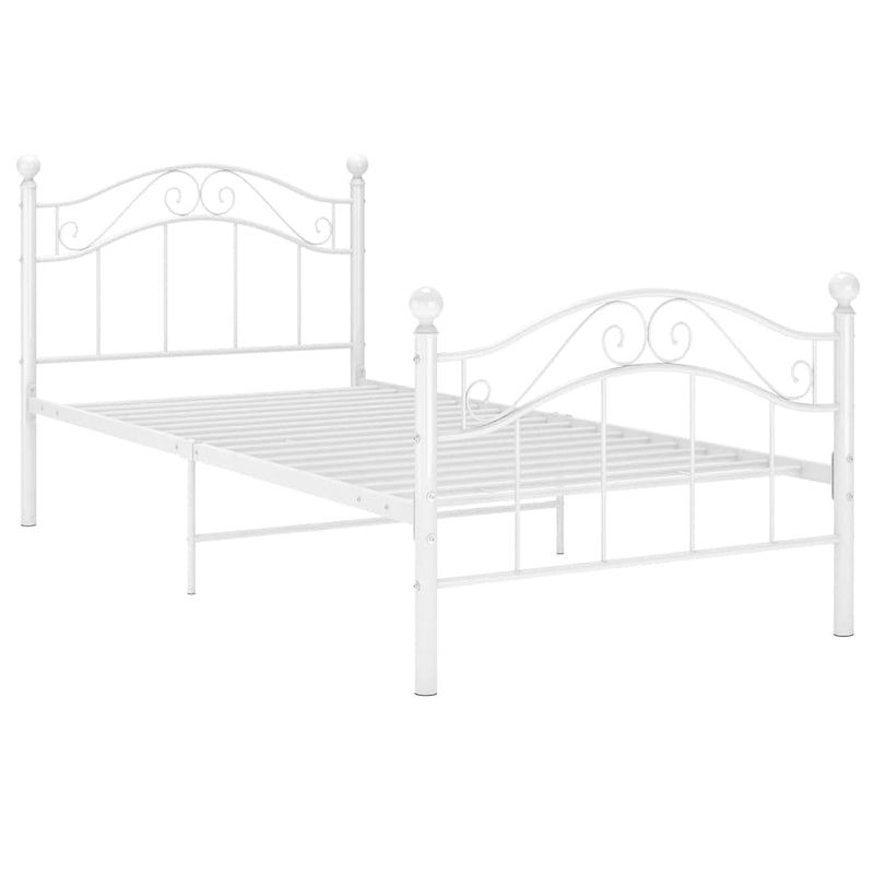 Cadru de pat, alb, 90x200 cm, metal