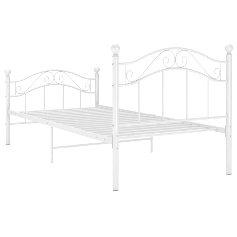 Cadru de pat, alb, 90x200 cm, metal