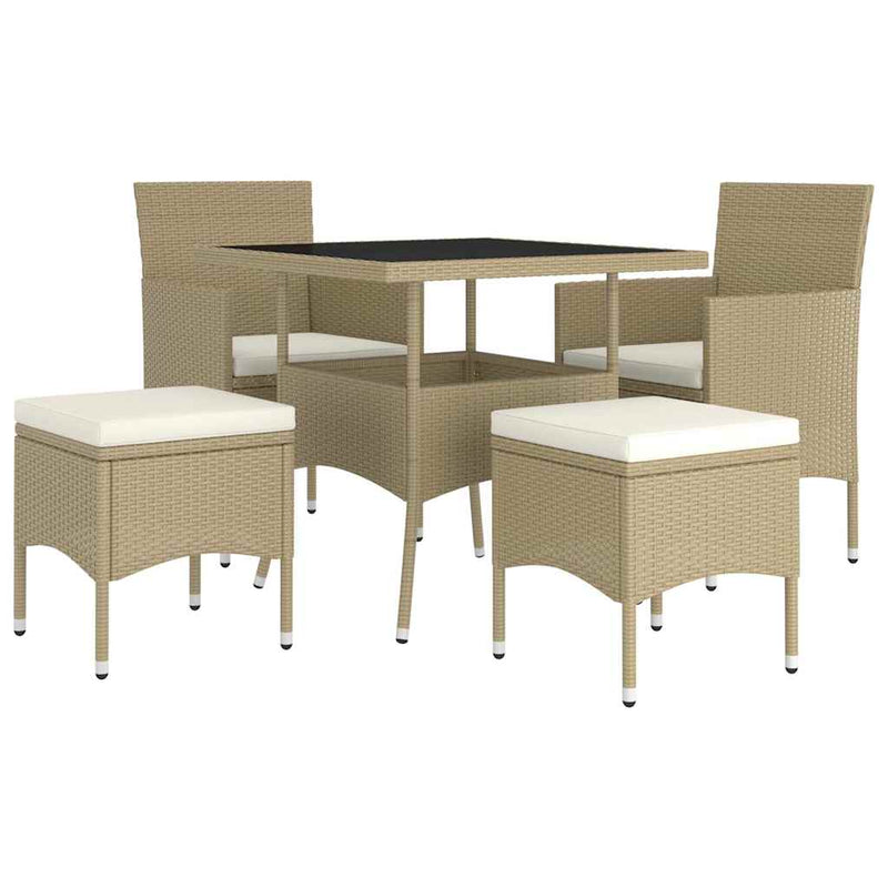 Set mobilier de grădină, 5 piese, bej, poliratan