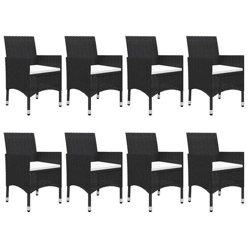 Set mobilier grădină, 9 piese, negru, poliratan, lemn acacia