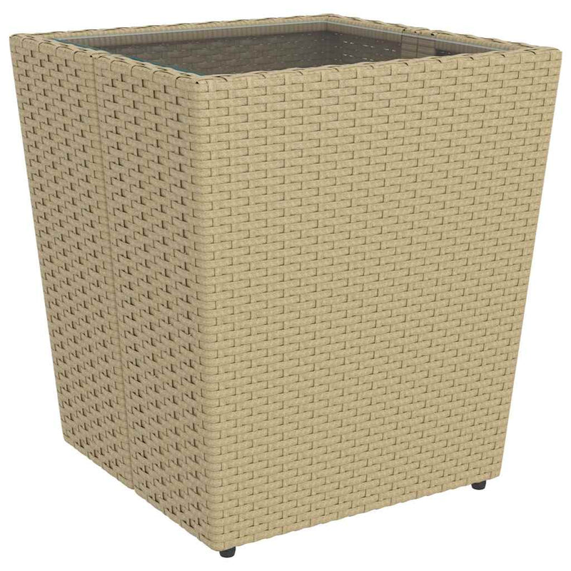 Set mobilier bistro, 3 piese, bej, poliratan/sticlă securizată