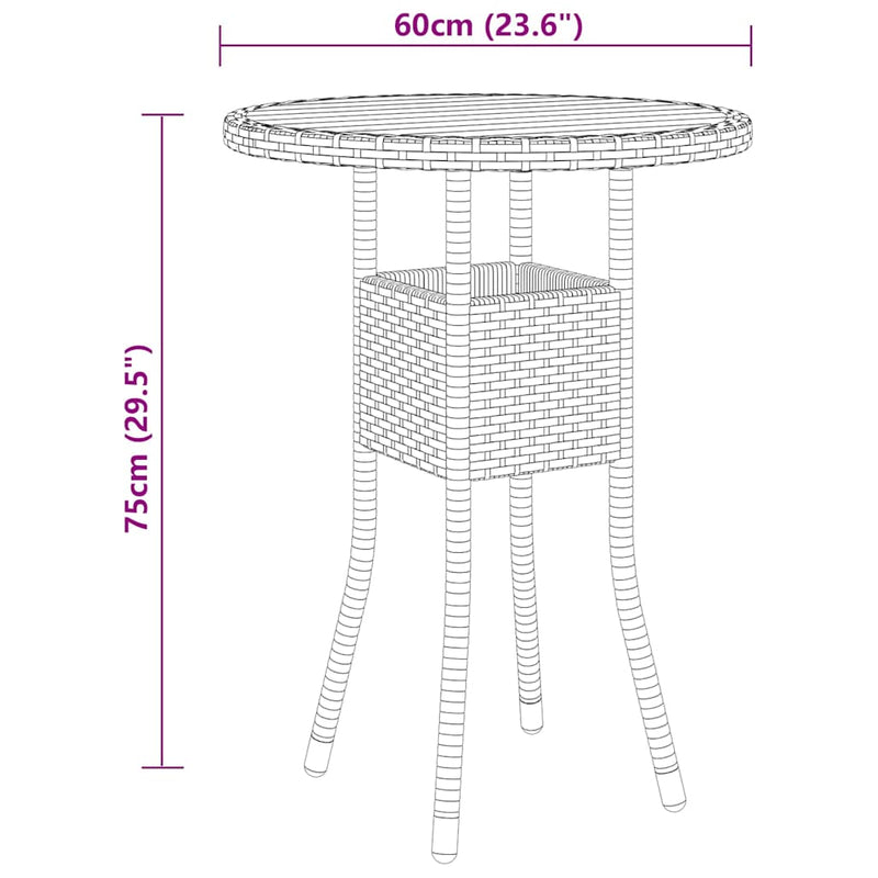 Set mobilier de grădină, 3 piese, poliratan