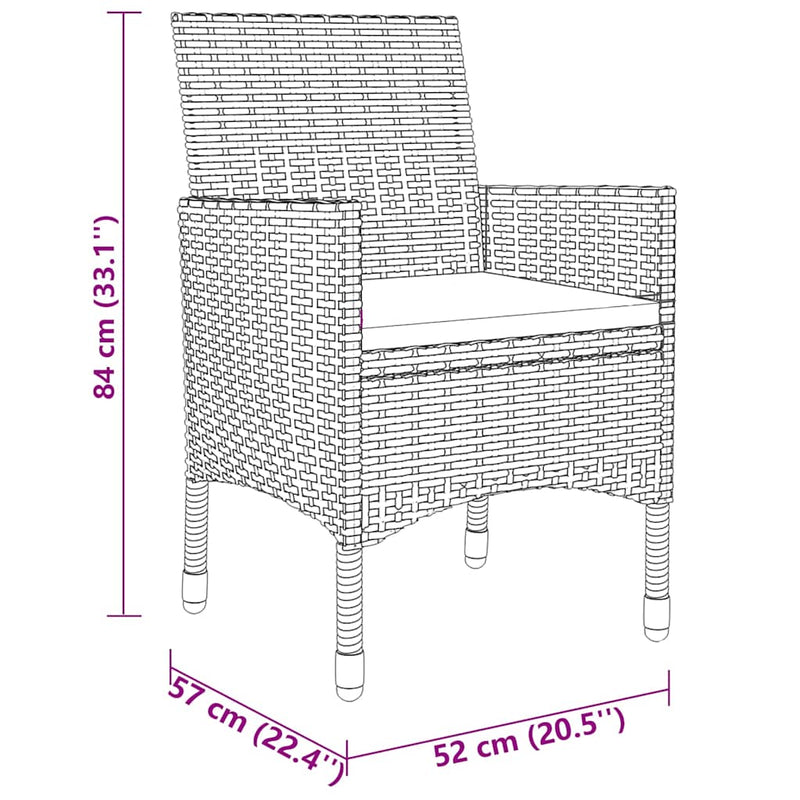 Set mobilier de grădină, 3 piese, poliratan