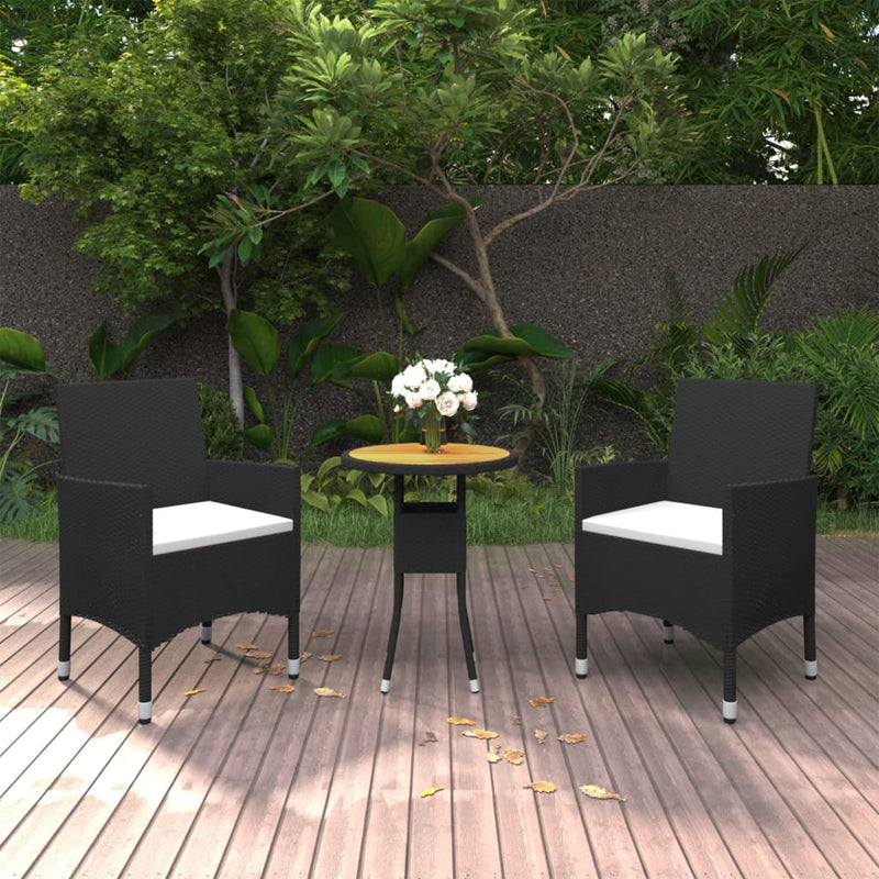 Set mobilier de grădină, 3 piese, poliratan