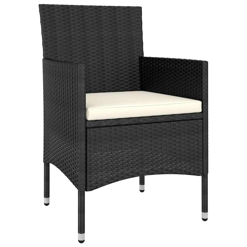 Set mobilier de grădină, 5 piese, negru, poliratan