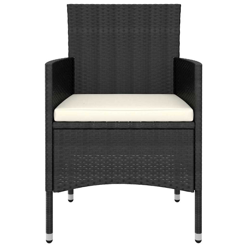 Set mobilier de grădină, 5 piese, negru, poliratan