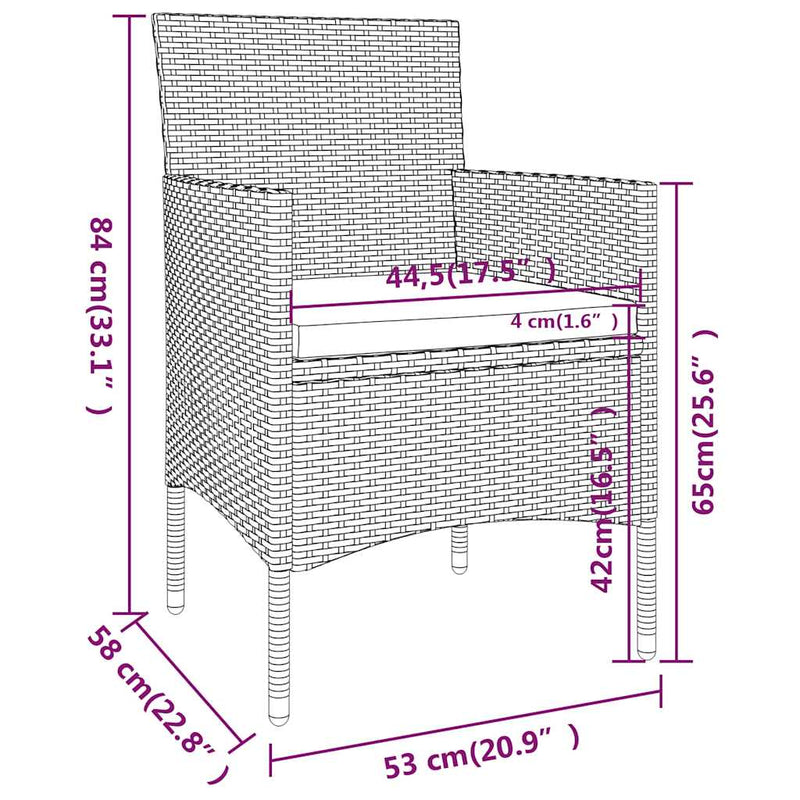 Set mobilier de grădină, 5 piese, negru, poliratan